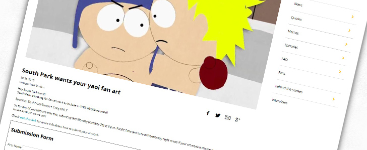 South Park wants your yaoi fan art